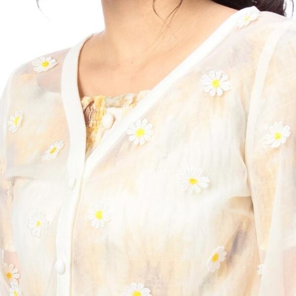 LIZ LISA Hime Gyaru sunflower applique cardigan - Picture 4 of 8